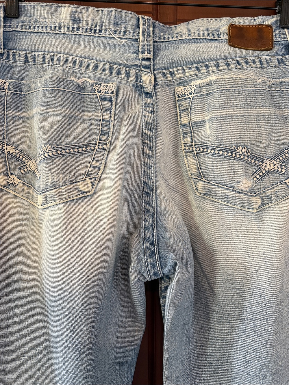 BKE Light Blue Straight Leg Mens Jeans with Distressed Accents - Picture 5 of 5